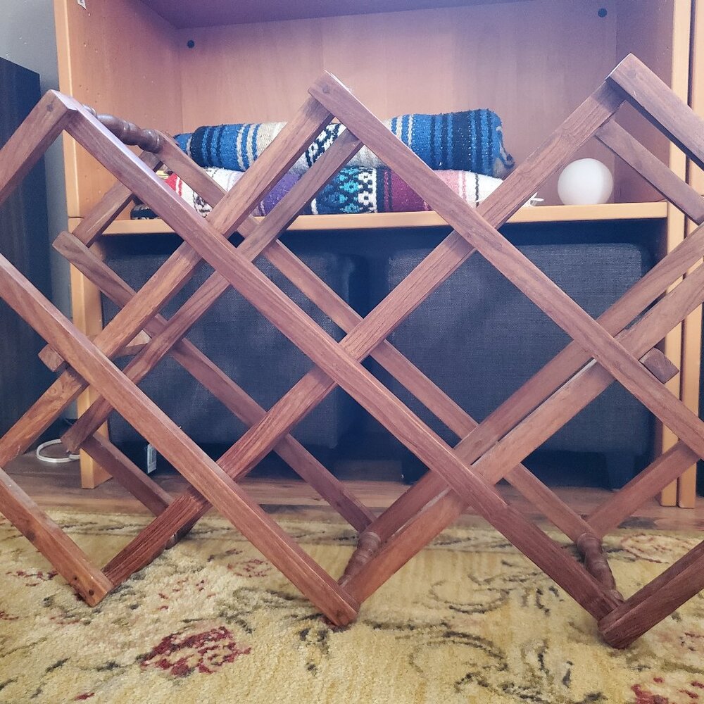 Mid-Century Modern Solid Wood Wine Rack - Picture 1 of 2